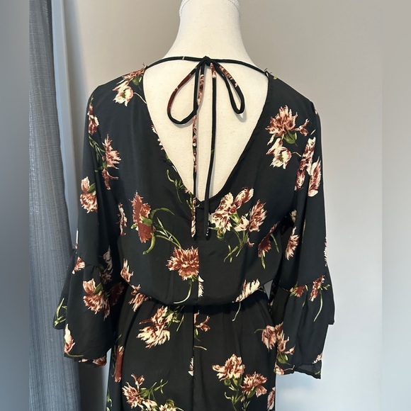 Anama Maxi dress front slit, Boho, Green floral print, buttons, Sz S - Picture 6 of 9